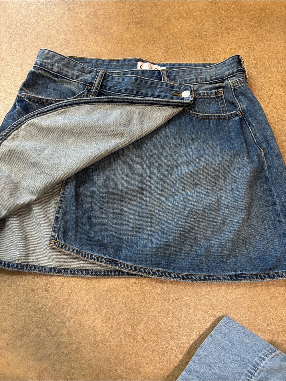 Cello Denim Wrap Mini Skirt - Blue Wash - Picture 2 of 3